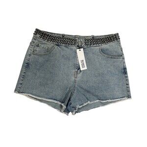 NWT Women’s Steve Madden Distressed Studs Cutoff Denim Jean Shorts Size L #337